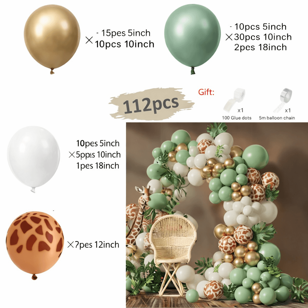 Jungle Safari Green Balloon Garland Arch Kit Kids 