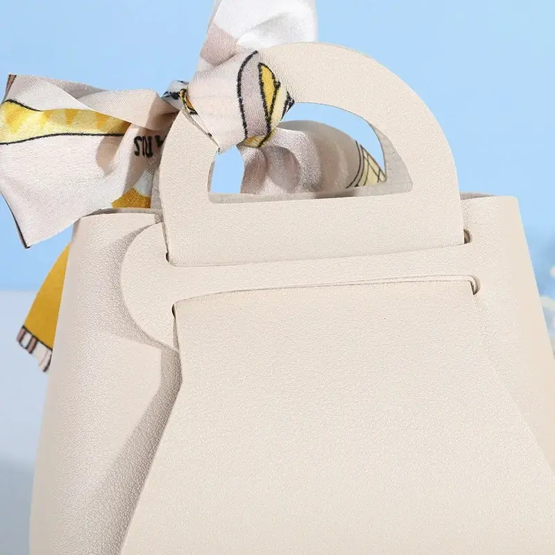 Bow Ribbon Leather Mini Handbag Gift Bags Candy Pa