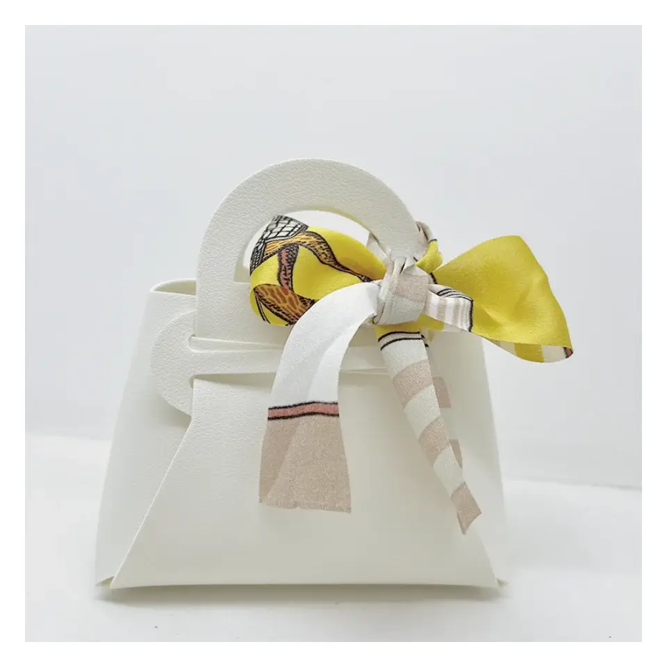 Bow Ribbon Leather Mini Handbag Gift Bags Candy Pa