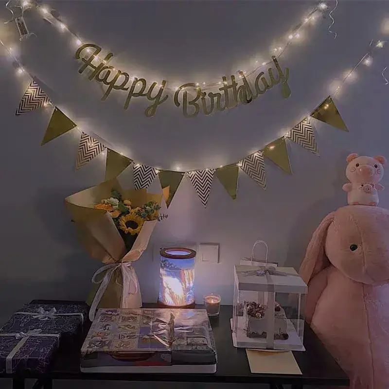 Multi Themes DIY Colored Lights Happy Birthday Ban