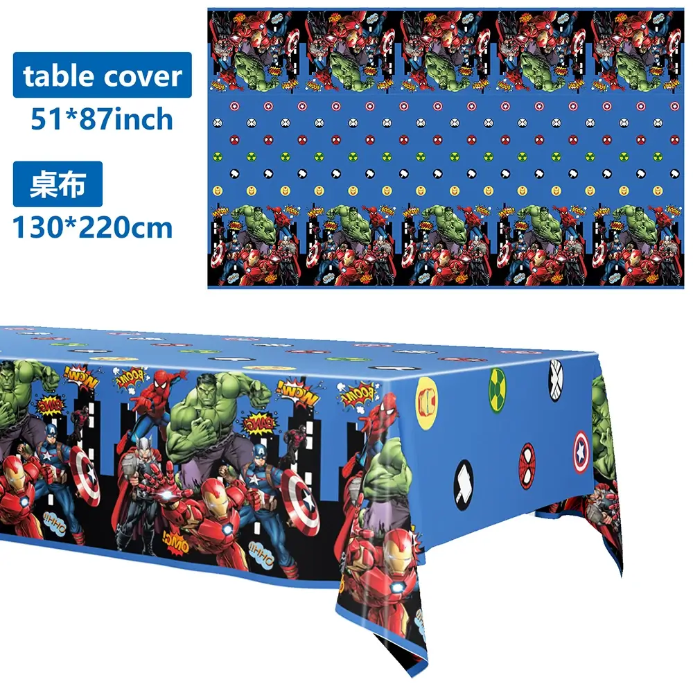 TThe Hero Squad Tablecloth Decorations Superhero T