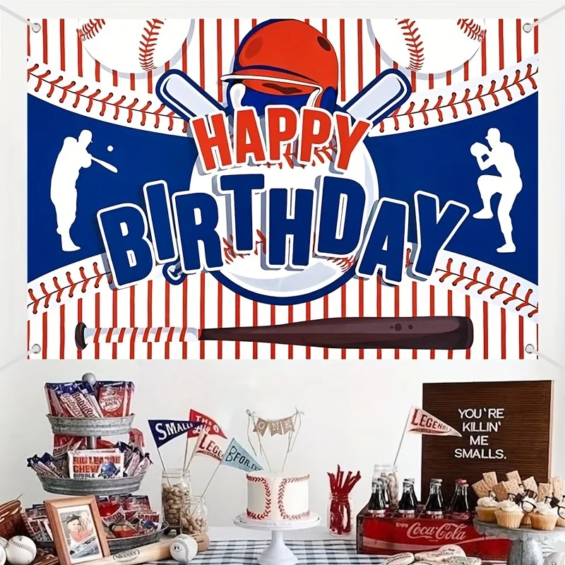 Baseball Happy Birthday Polyester Backdrop - Sport