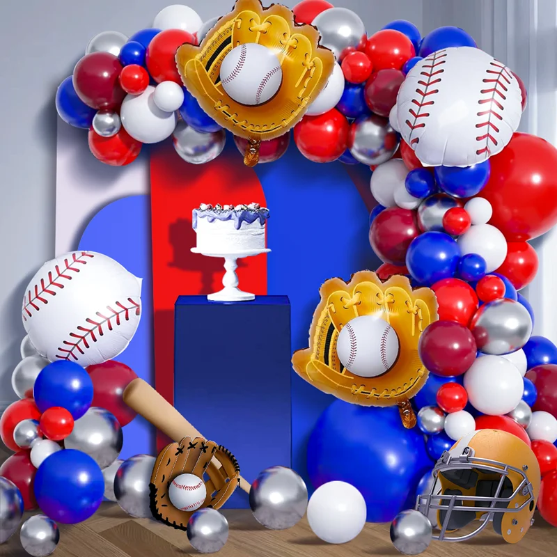 132PCS Baseball-themed Balloon Garland Arch Kit Bi