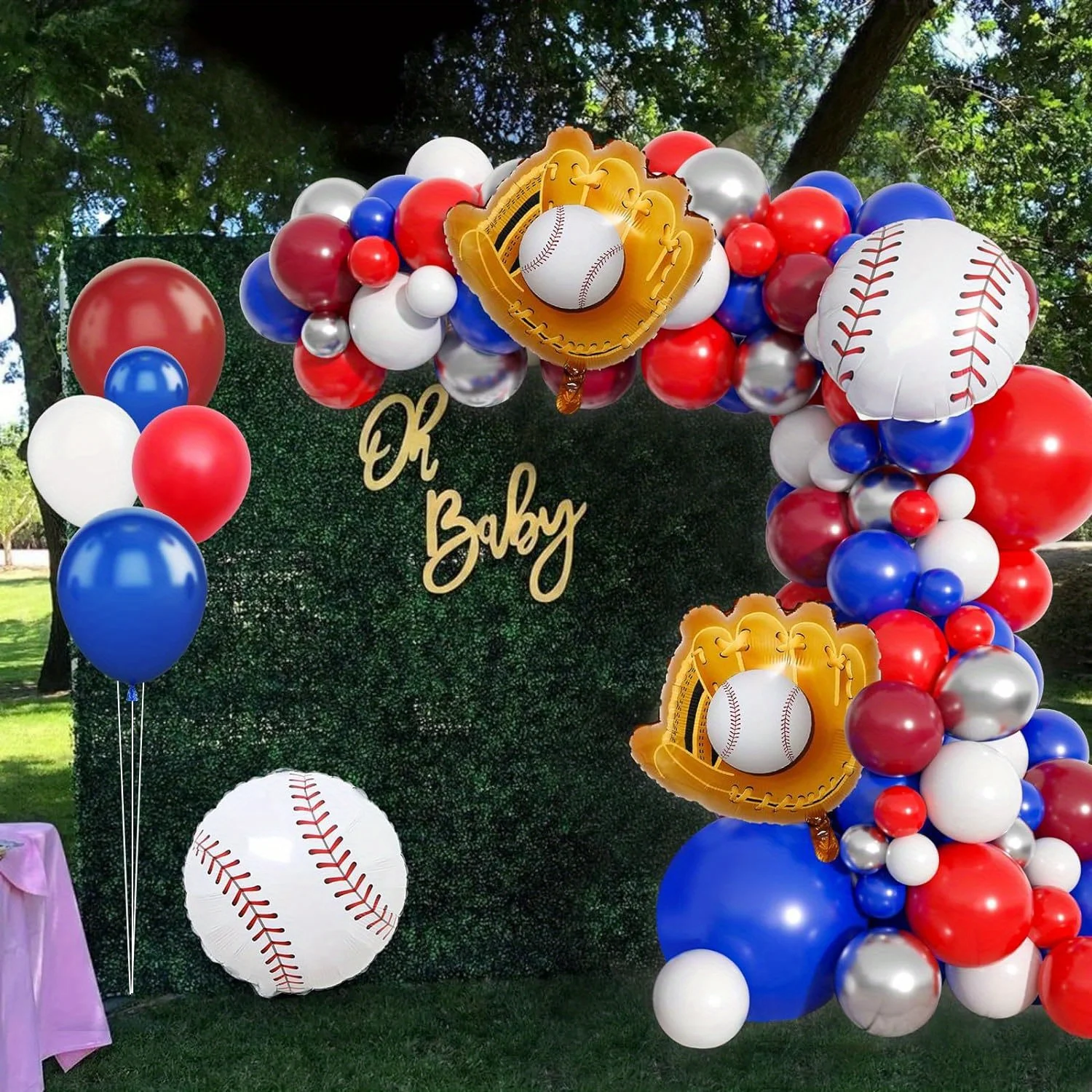132PCS Baseball-themed Balloon Garland Arch Kit Bi