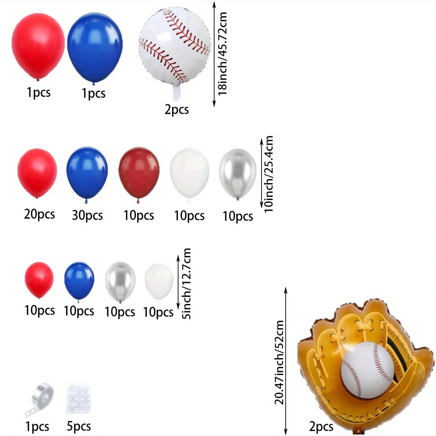 132PCS Baseball-themed Balloon Garland Arch Kit Bi