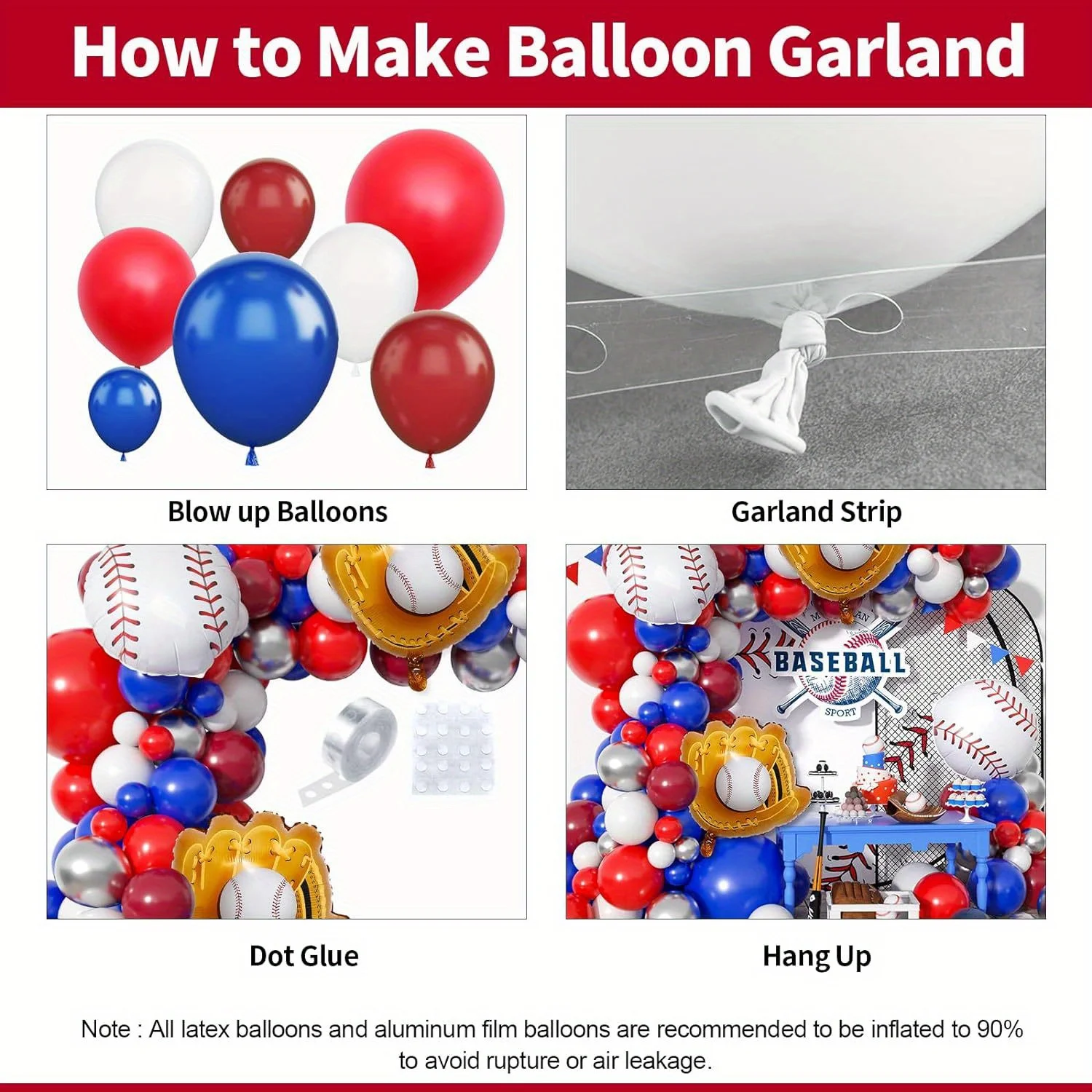 132PCS Baseball-themed Balloon Garland Arch Kit Bi