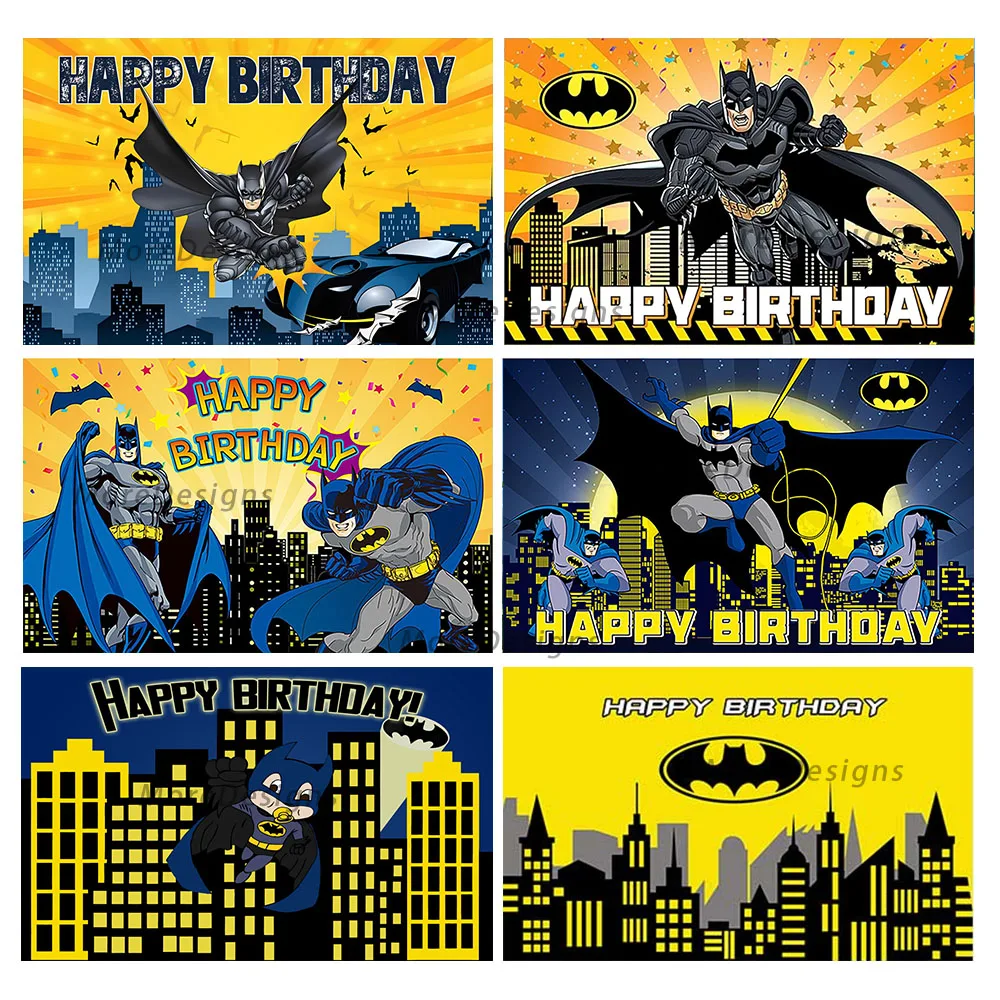 Dark Knight Hero Birthday Photo Backdrop Kids Part