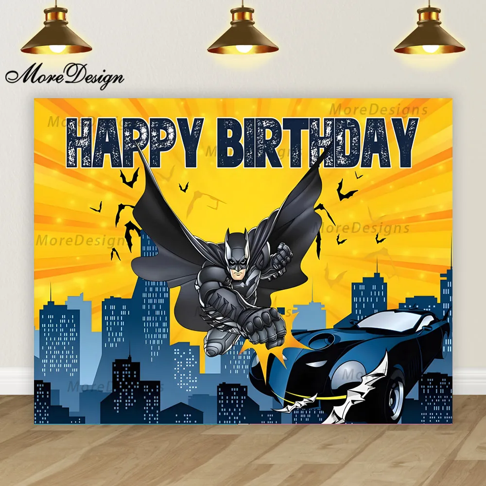 Dark Knight Hero Birthday Photo Backdrop Kids Part