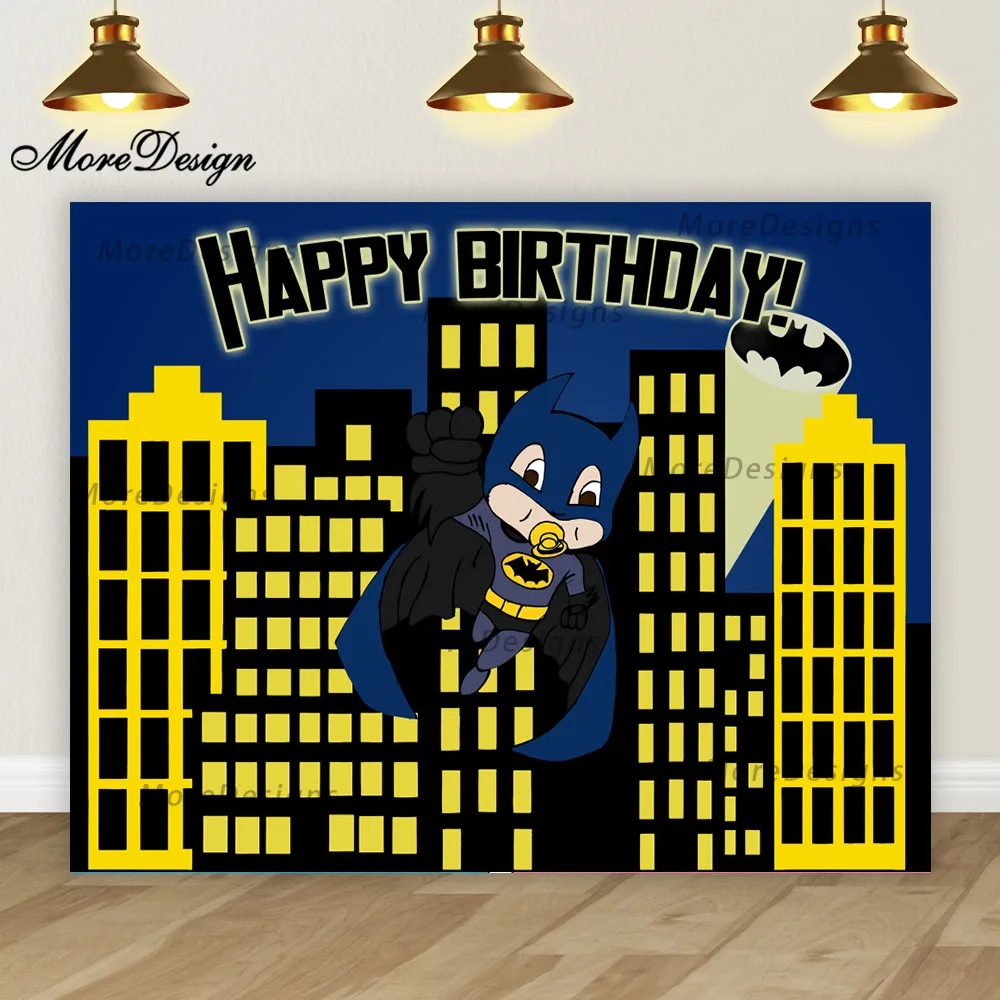 Dark Knight Hero Birthday Photo Backdrop Kids Part