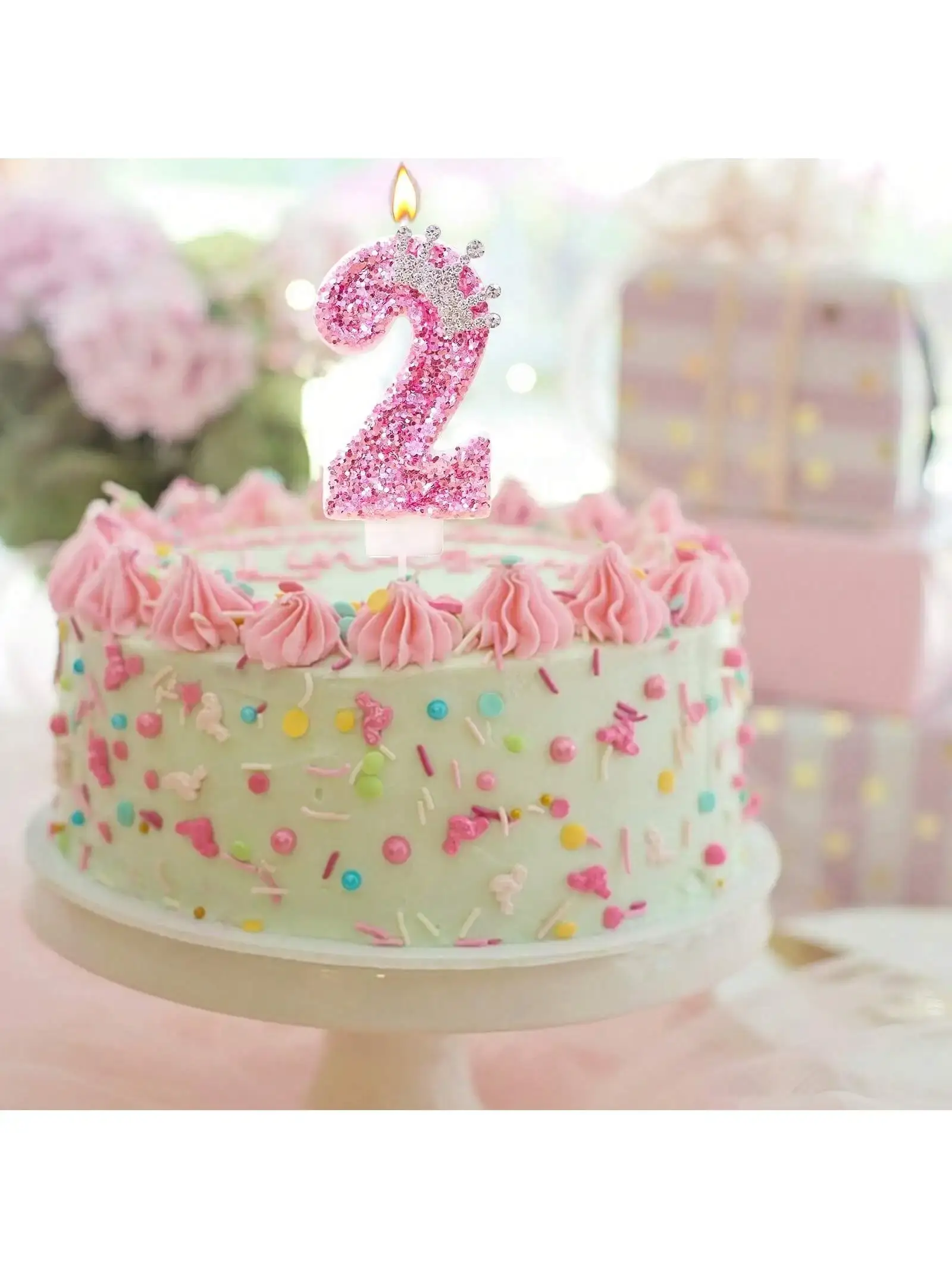 Cake Numeral Candles ，Birthday Candle  pink Colour