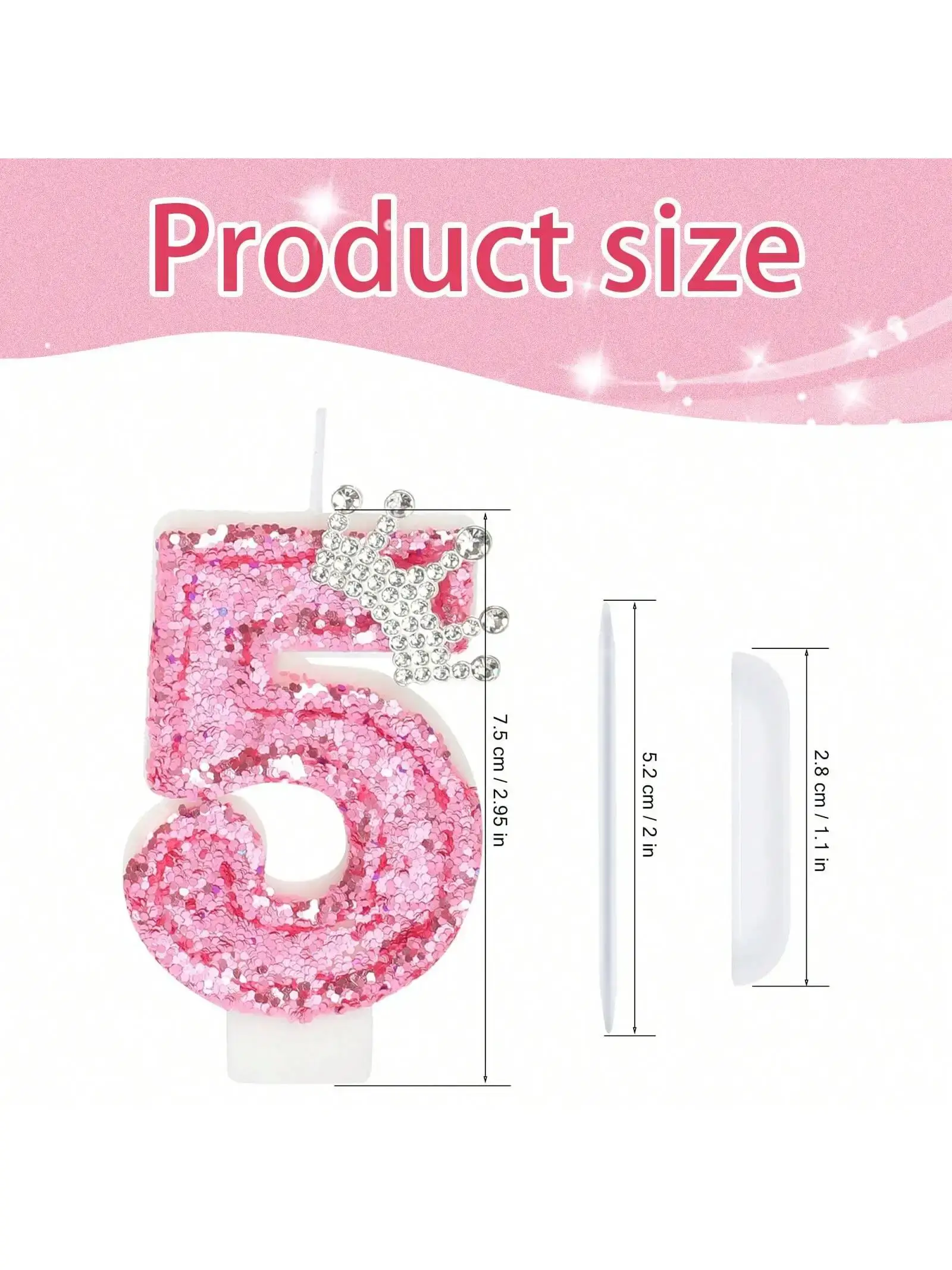 Cake Numeral Candles ，Birthday Candle  pink Colour