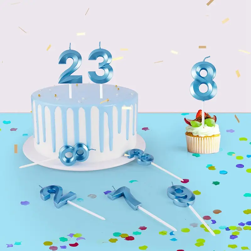 1pc 0-9 Number Birthday Candles Pink Blue Extended