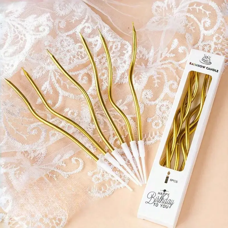 6Pcs/set Curved Cake Candles Birthday Baby Shower 