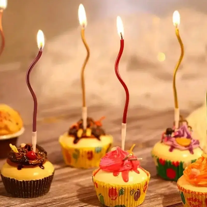 6Pcs/set Curved Cake Candles Birthday Baby Shower 