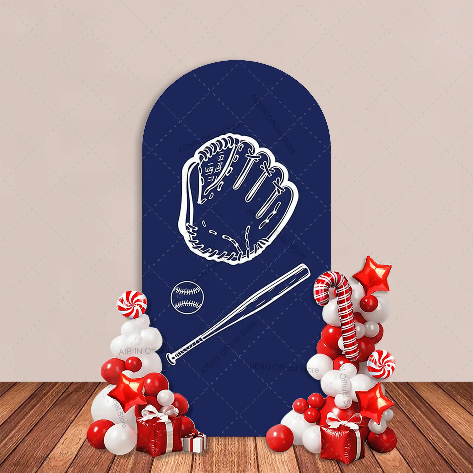 Baseball Theme Birthday Arch Backdrop Cover Baseba