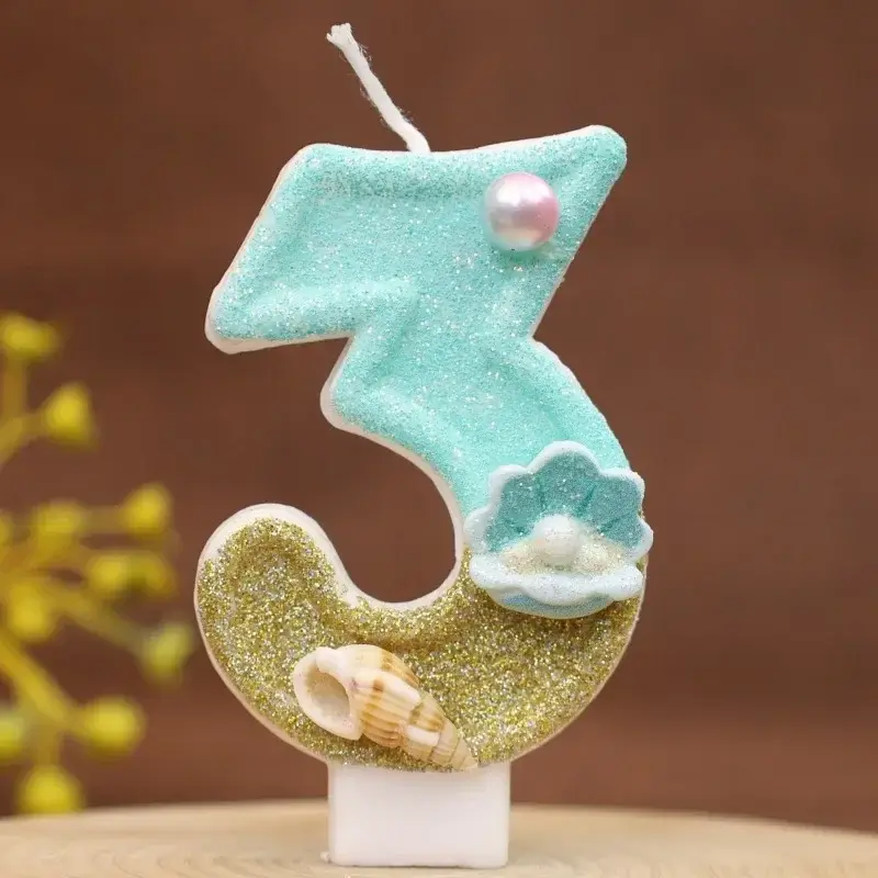 Digital Birthday Candles Beach Ocean Birthday Cake