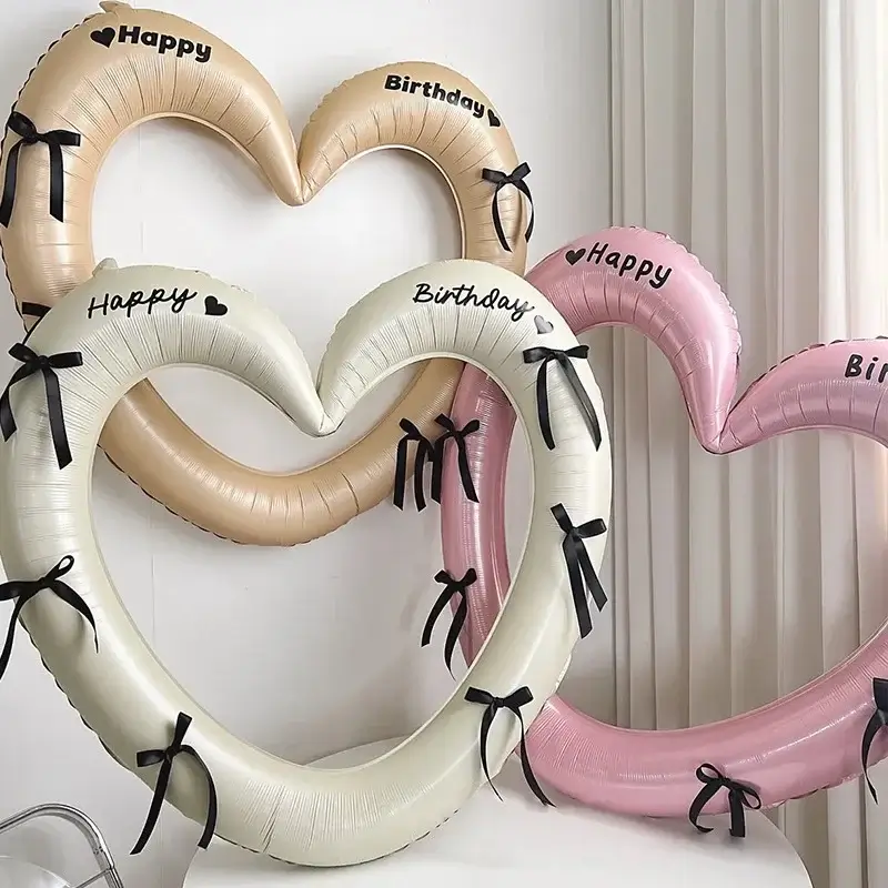 Happy Birthday Heart Photo Frame Balloon with Bowk
