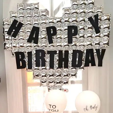 Happy Birthday Decorations: Oversized Silver Mosai