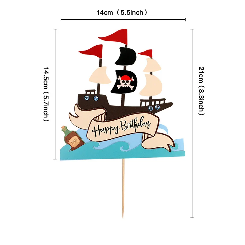 Pirate Happy Birthday Cake Toppers Kids helloween 