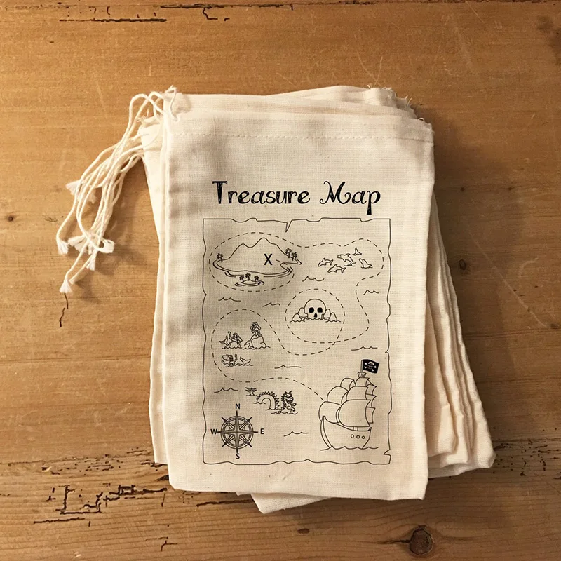 5pcs Treasure Map gift Bags Kid boy girl Geocachin