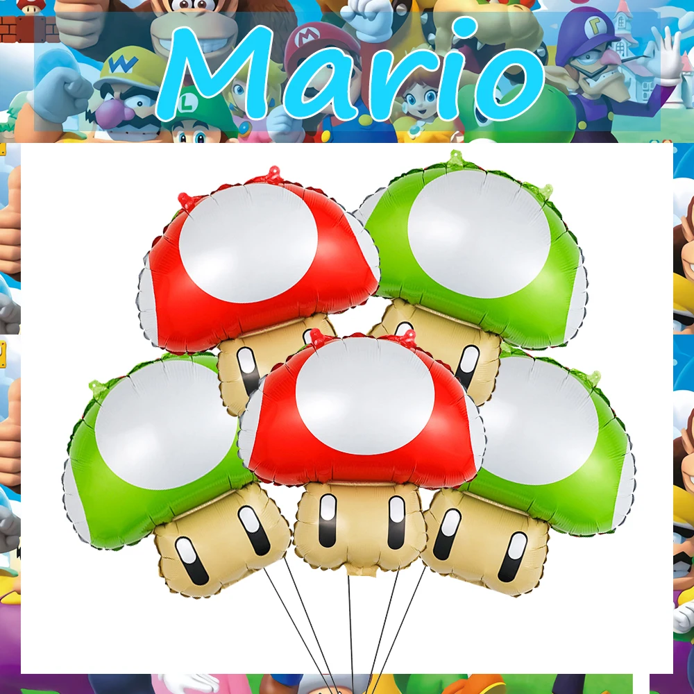 Marioed Luigi 5Pcs Round Foil Ballon Sets Party Su