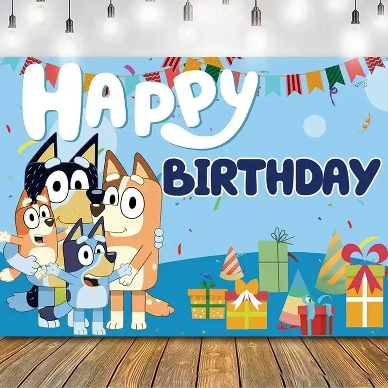 Blue Puppy Birthday Background Banner