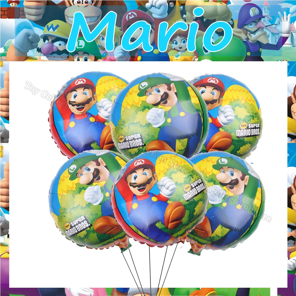 Marioed Luigi Super Bros 6Pcs Aluminium Film Ballo