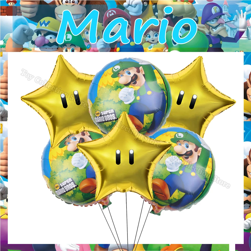 Marioed Luigi Super Bros 6Pcs Aluminium Film Ballo