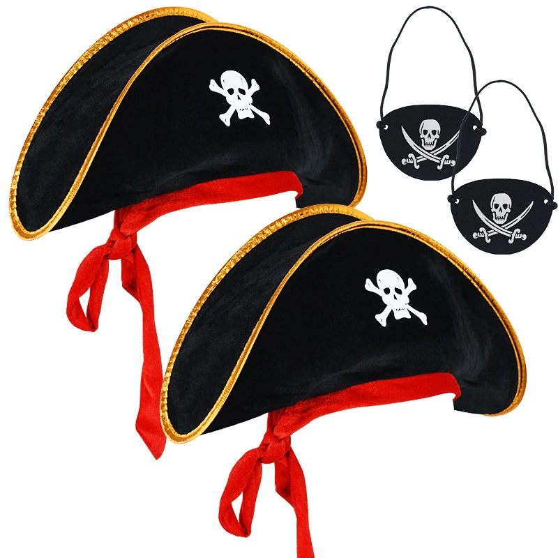 2pcs/set Pirate Hat And Pirate Skull Eye Patches H