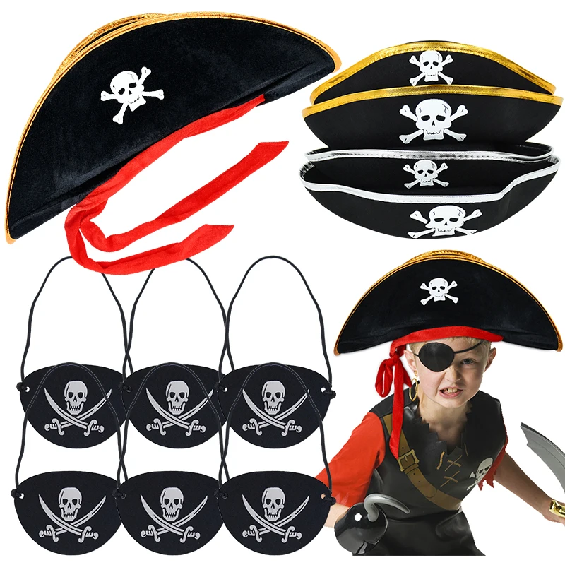 2pcs/set Pirate Hat And Pirate Skull Eye Patches H