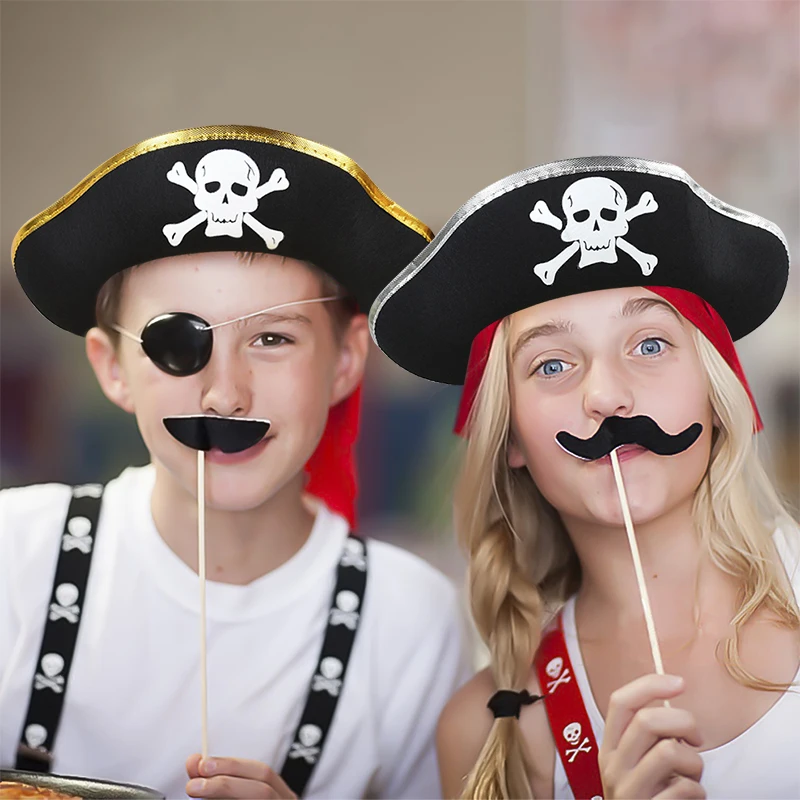 2pcs/set Pirate Hat And Pirate Skull Eye Patches H