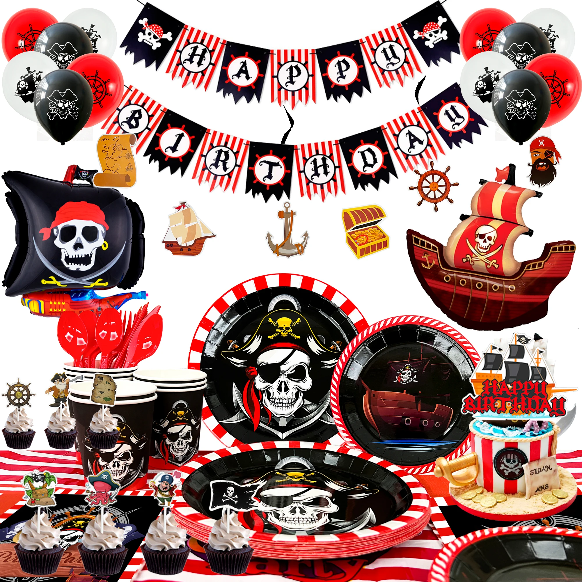 Pirate Birthday Party Supplies,161pcs Party Decora
