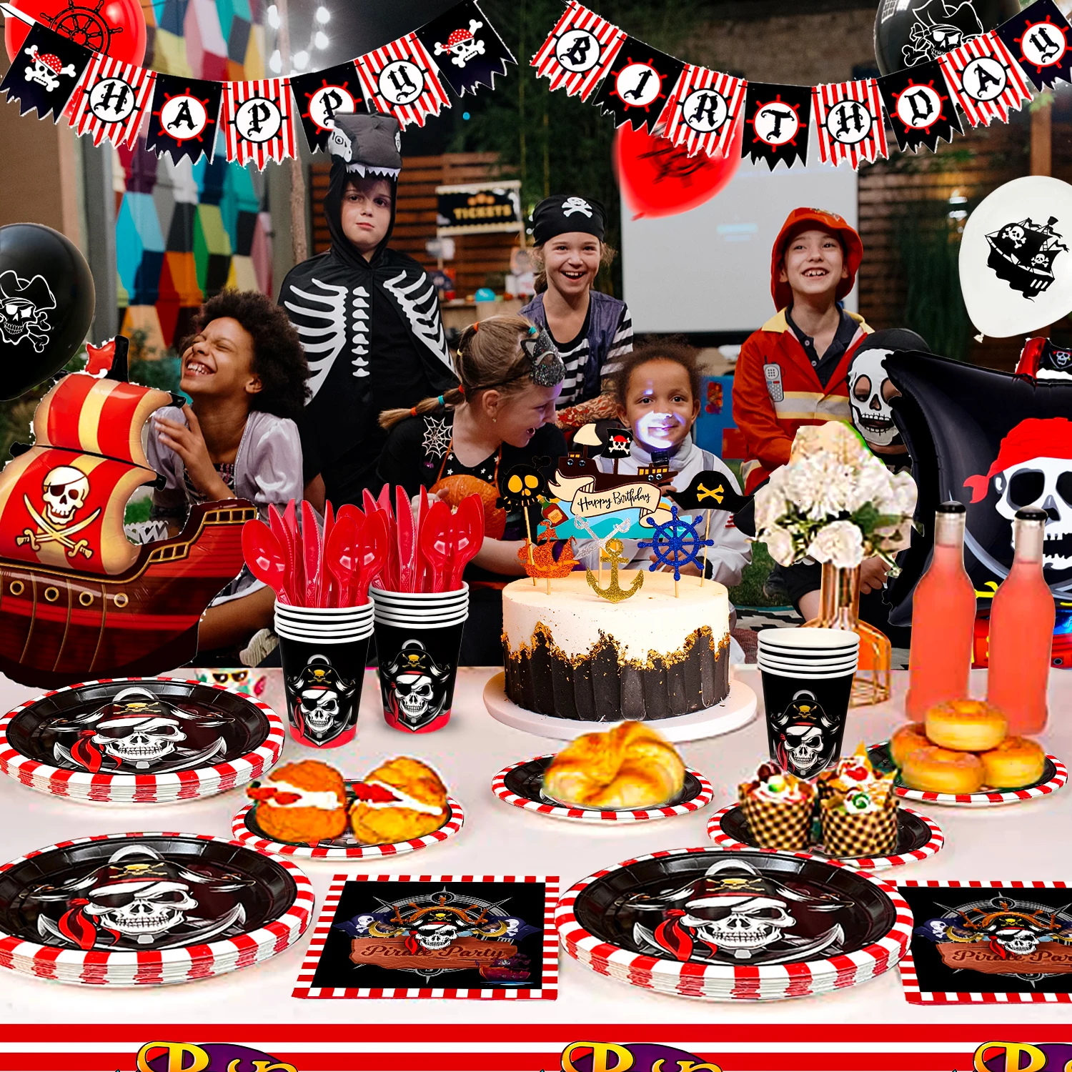 Pirate Birthday Party Supplies,161pcs Party Decora