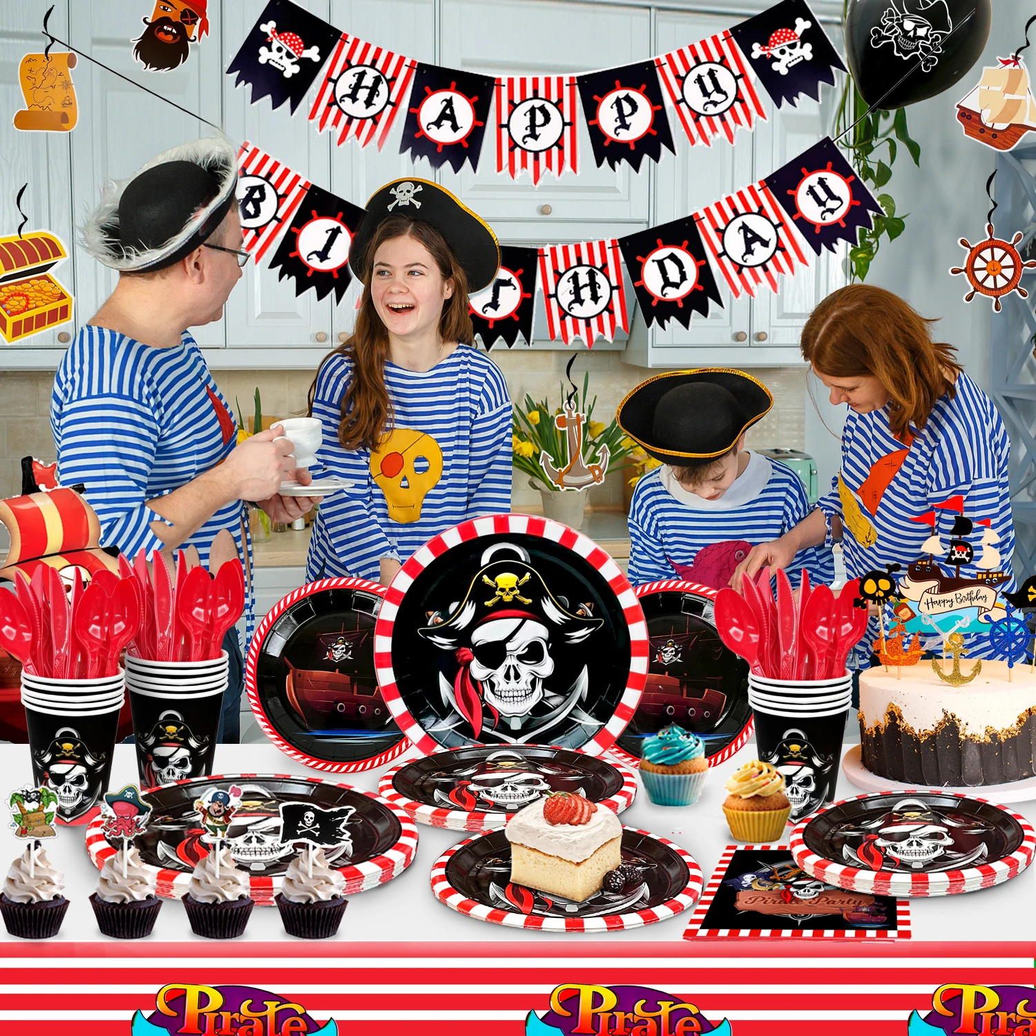 Pirate Birthday Party Supplies,161pcs Party Decora