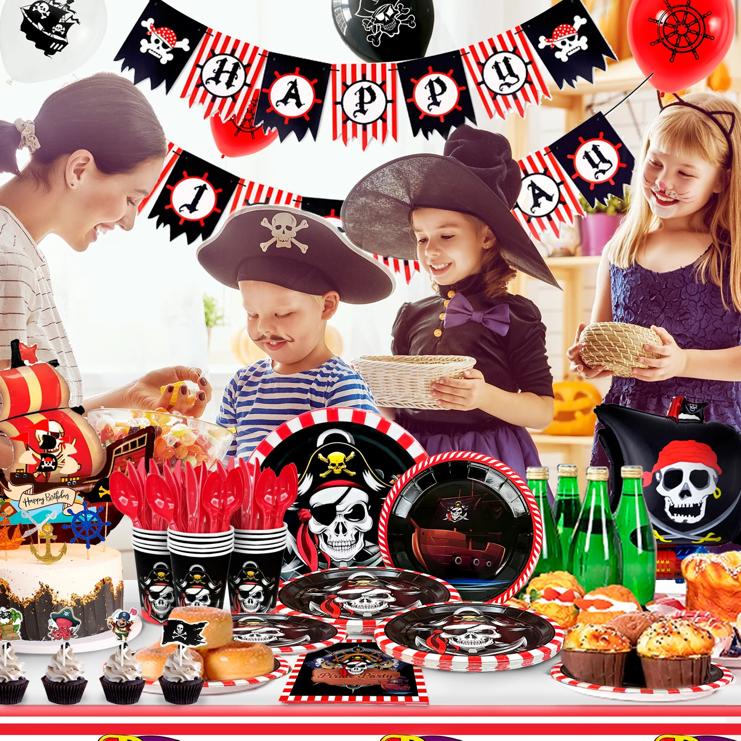 Pirate Birthday Party Supplies,161pcs Party Decora