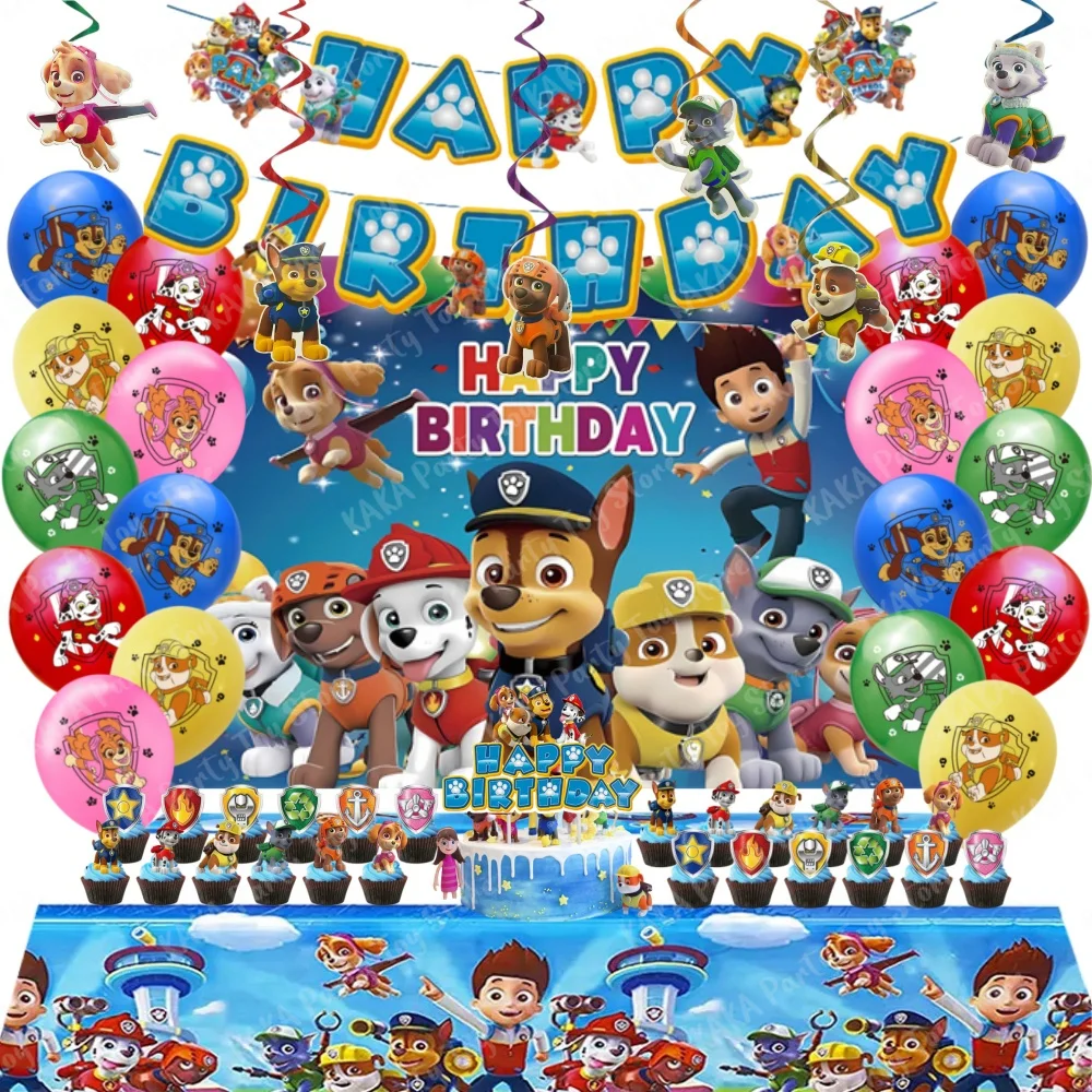 66Pcs Rescue Pups Birthday Decoration Set Latex Ba