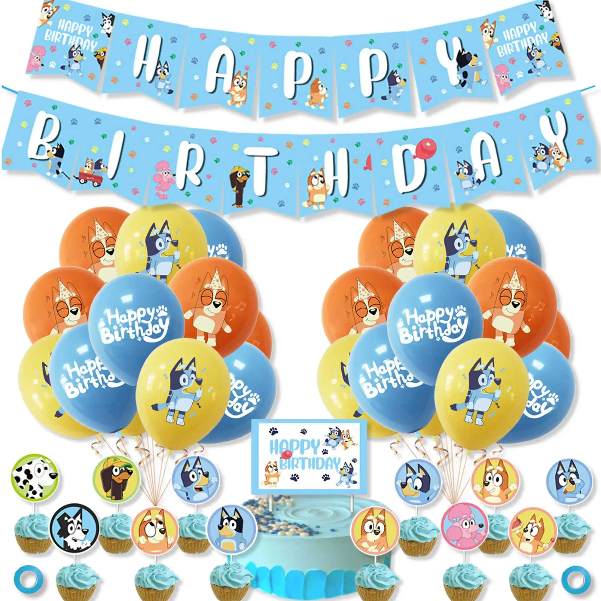 Blue Puppy Birthday Party Dinnerware Set