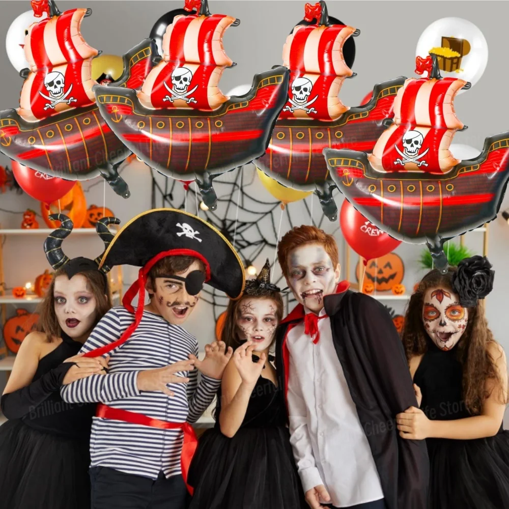 Pirate Party Balloons Set - 2/4/6Pcs Pirate Ship F