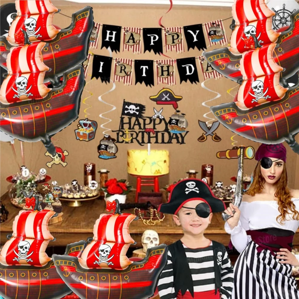 Pirate Party Balloons Set - 2/4/6Pcs Pirate Ship F