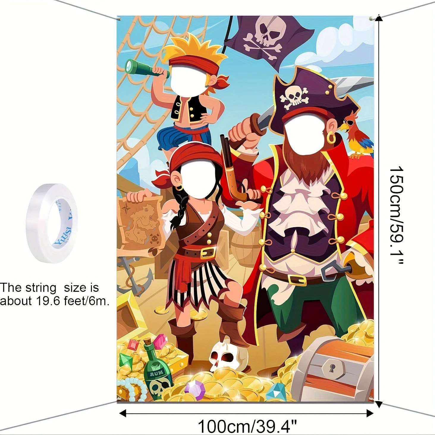 Interactive pirate-themed party photo prop backgro