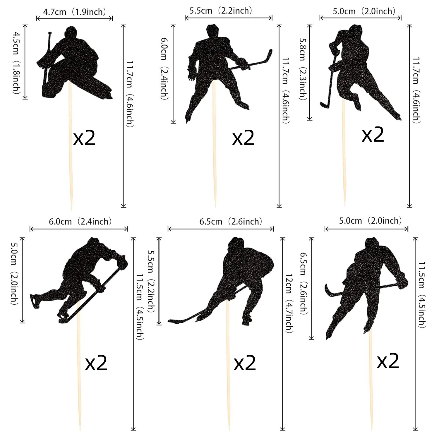 12pcs Ice Hockey Cake Topper Happy Birthday Weddin