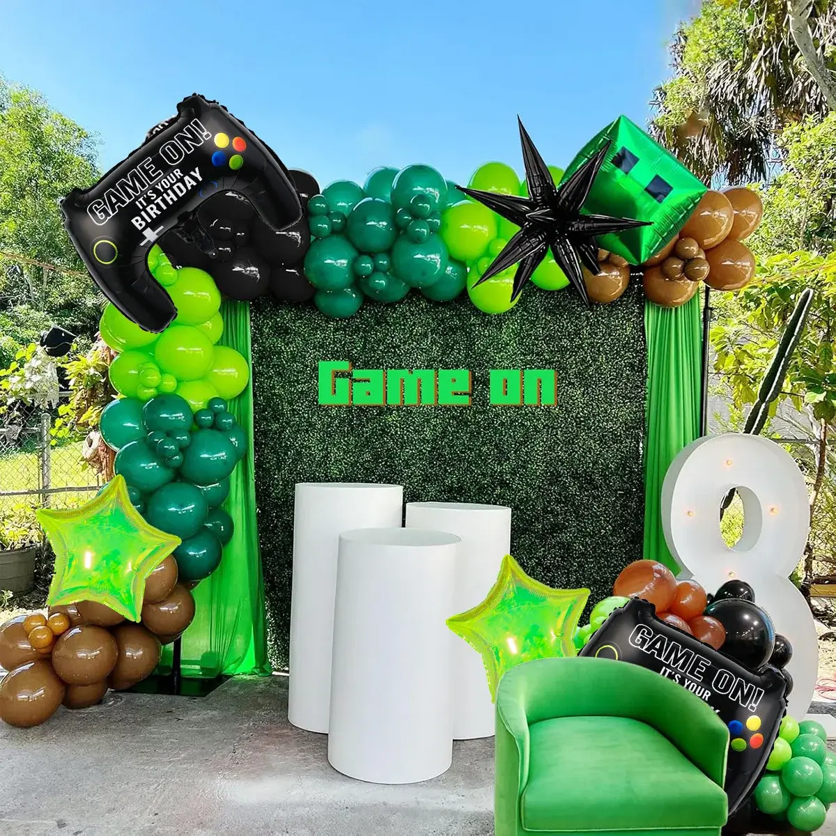 125 Pcs Green and Black brown Controller balloon a