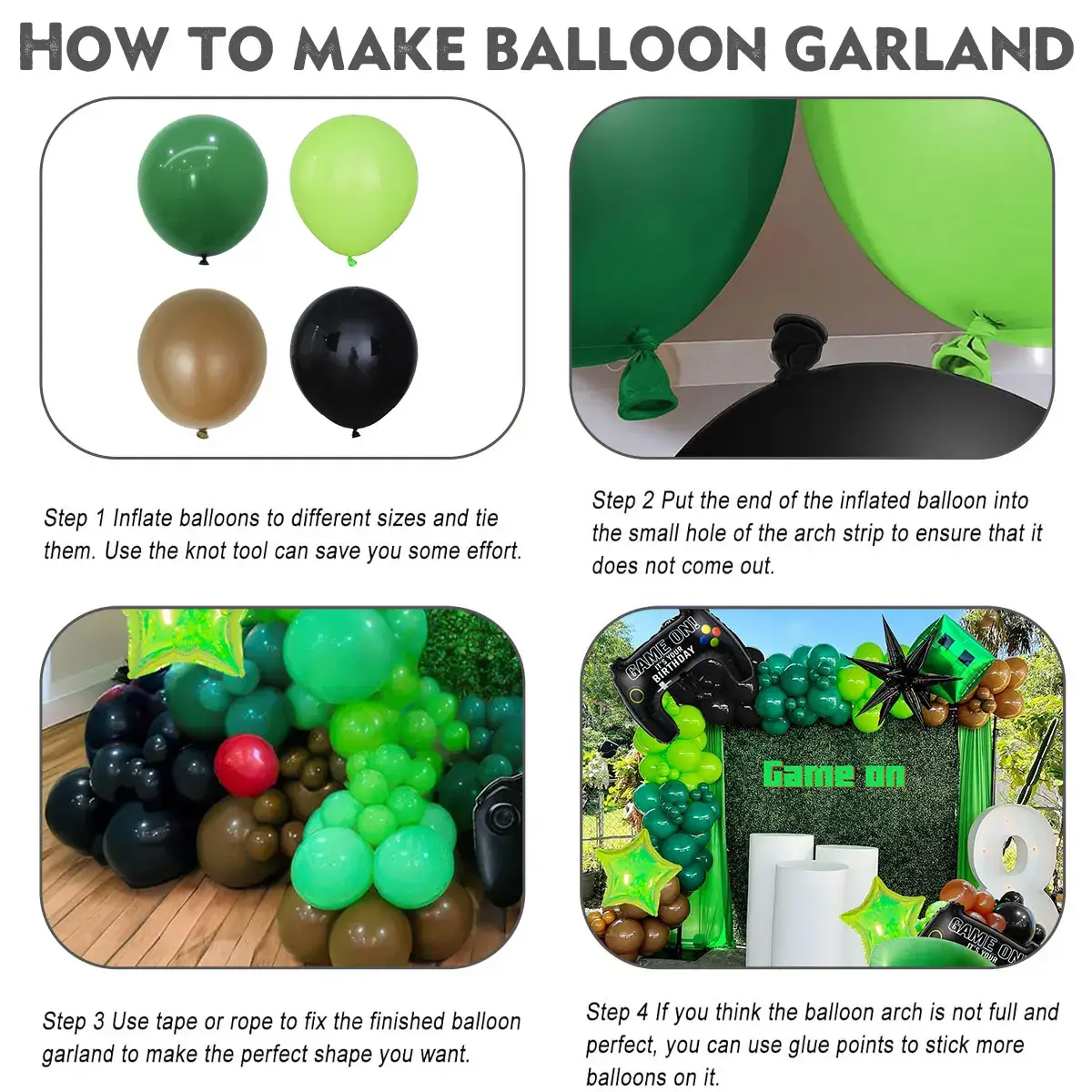 125 Pcs Green and Black brown Controller balloon a