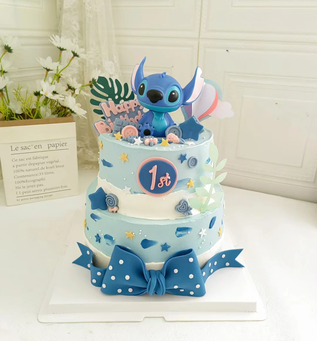 Blue Alien Glitter Paper Cake Decoration Happy Bir