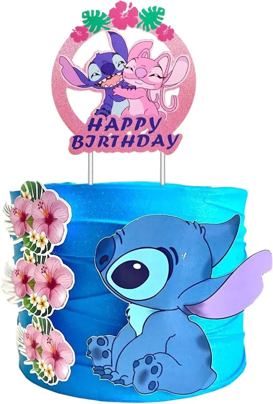 Blue Alien Glitter Paper Cake Decoration Happy Bir