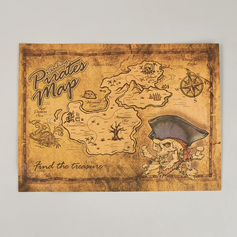 Pirate Adventure Treasure Hunt Map Classic Retro K