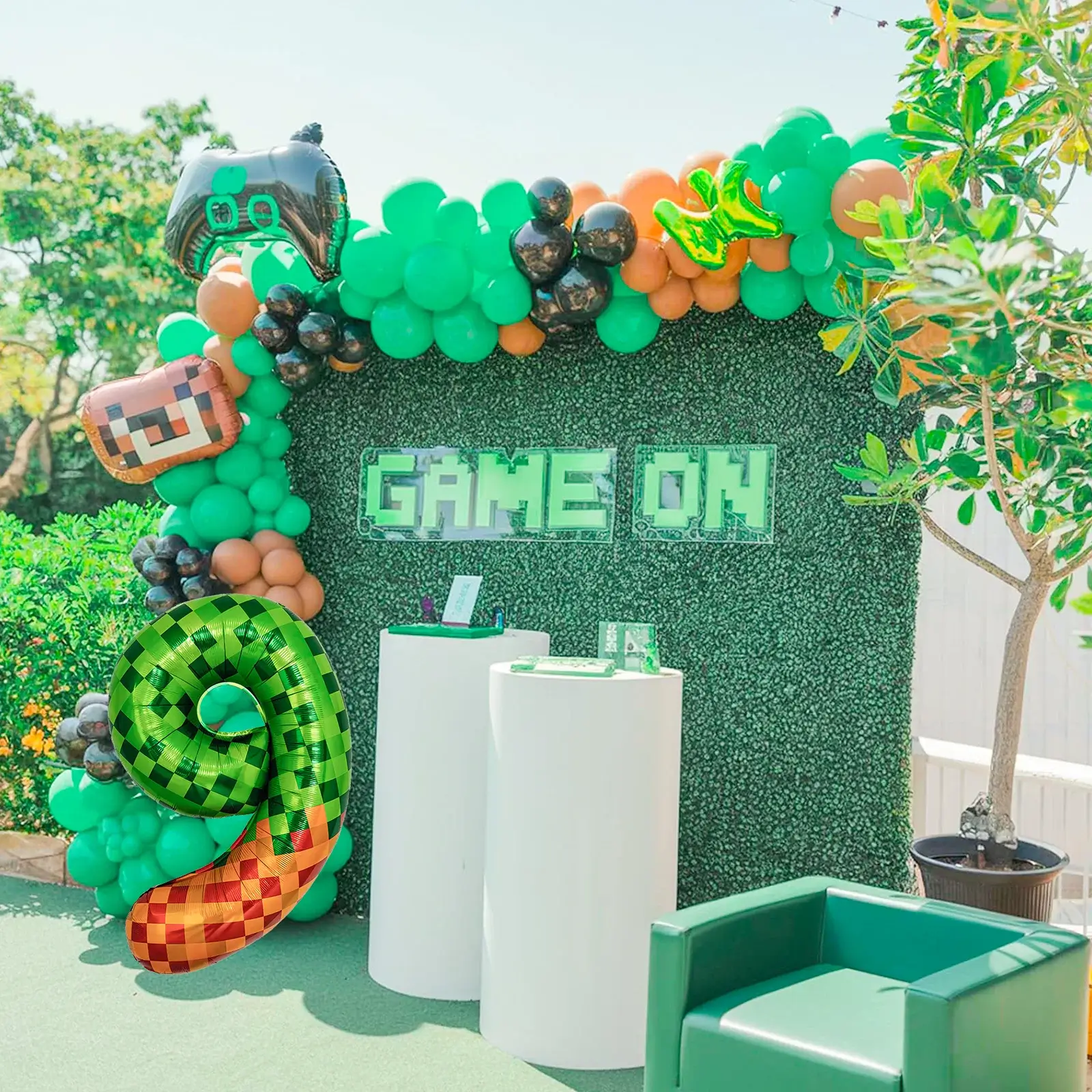 40 Inch Giant Mosaic Green Pixel Miner Theme Numbe