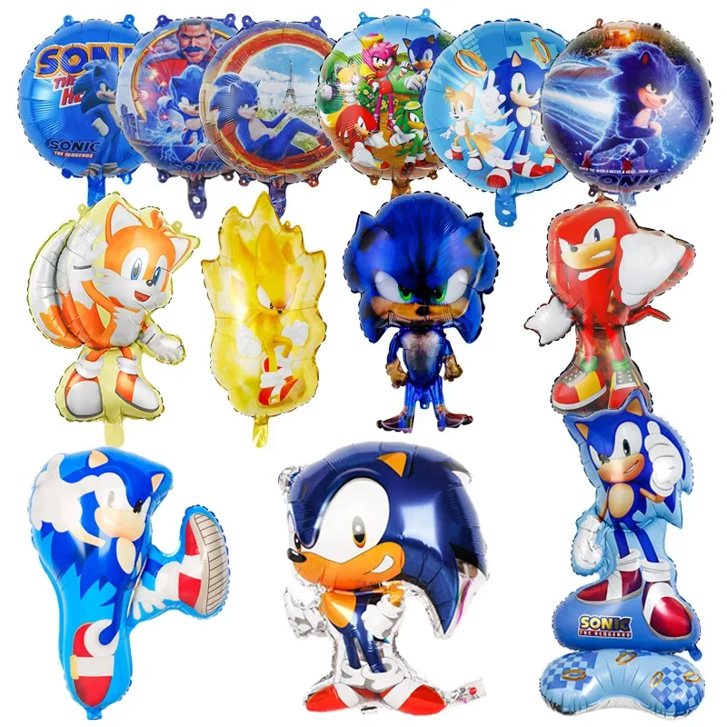New Cartoon Sonic Balloon Blue Glitter Hedgehog Ac