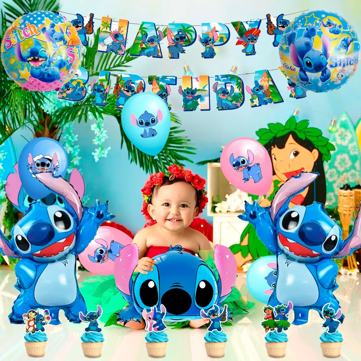 Stitch Birthday Decoration,116pcs Stitch Birthday 