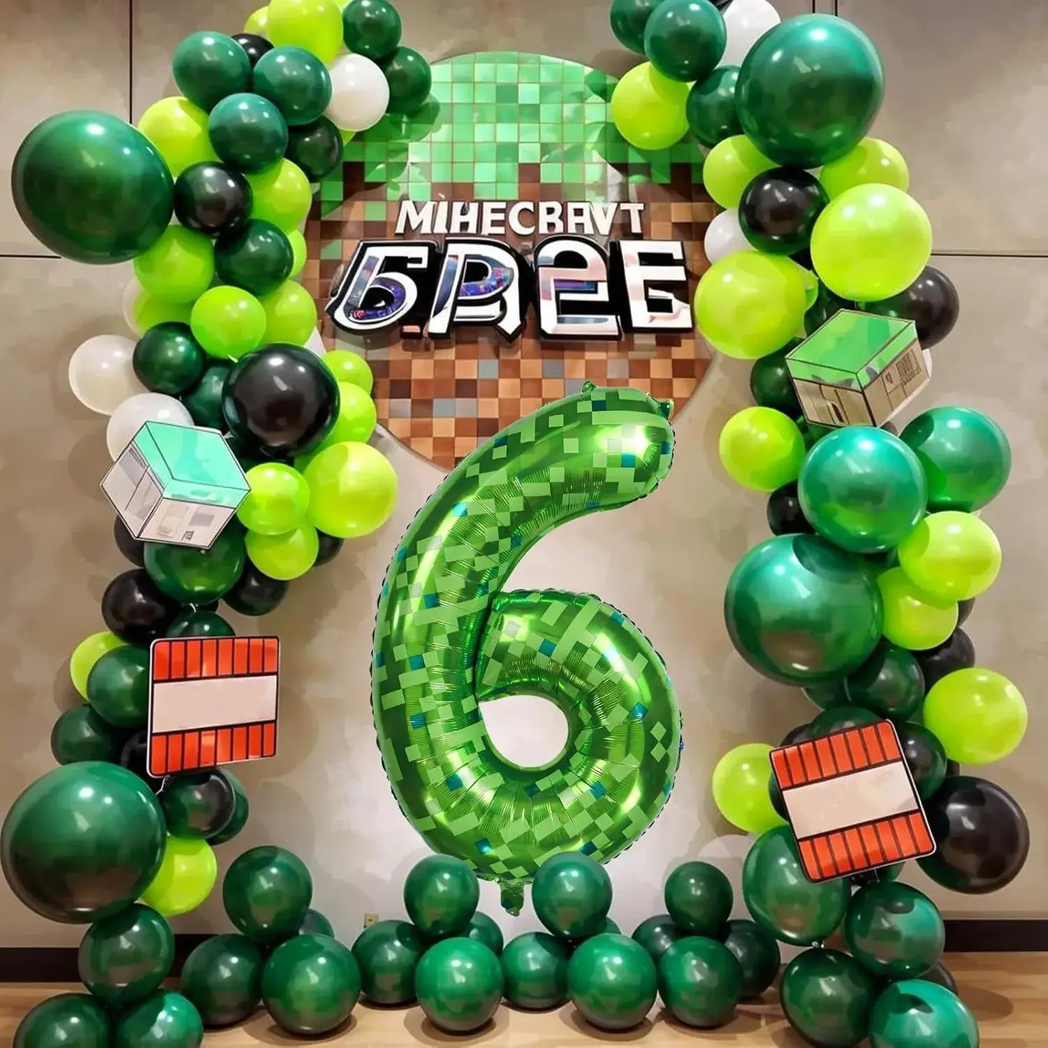 40 inch Giant Green Pixel Miner Themed Number Foil